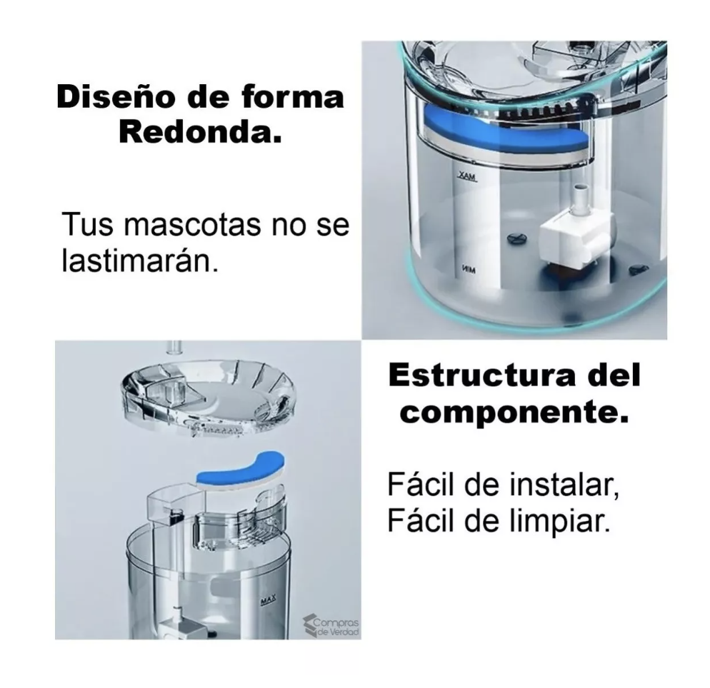 Fuente de Agua para Mascotas + 3 Filtros