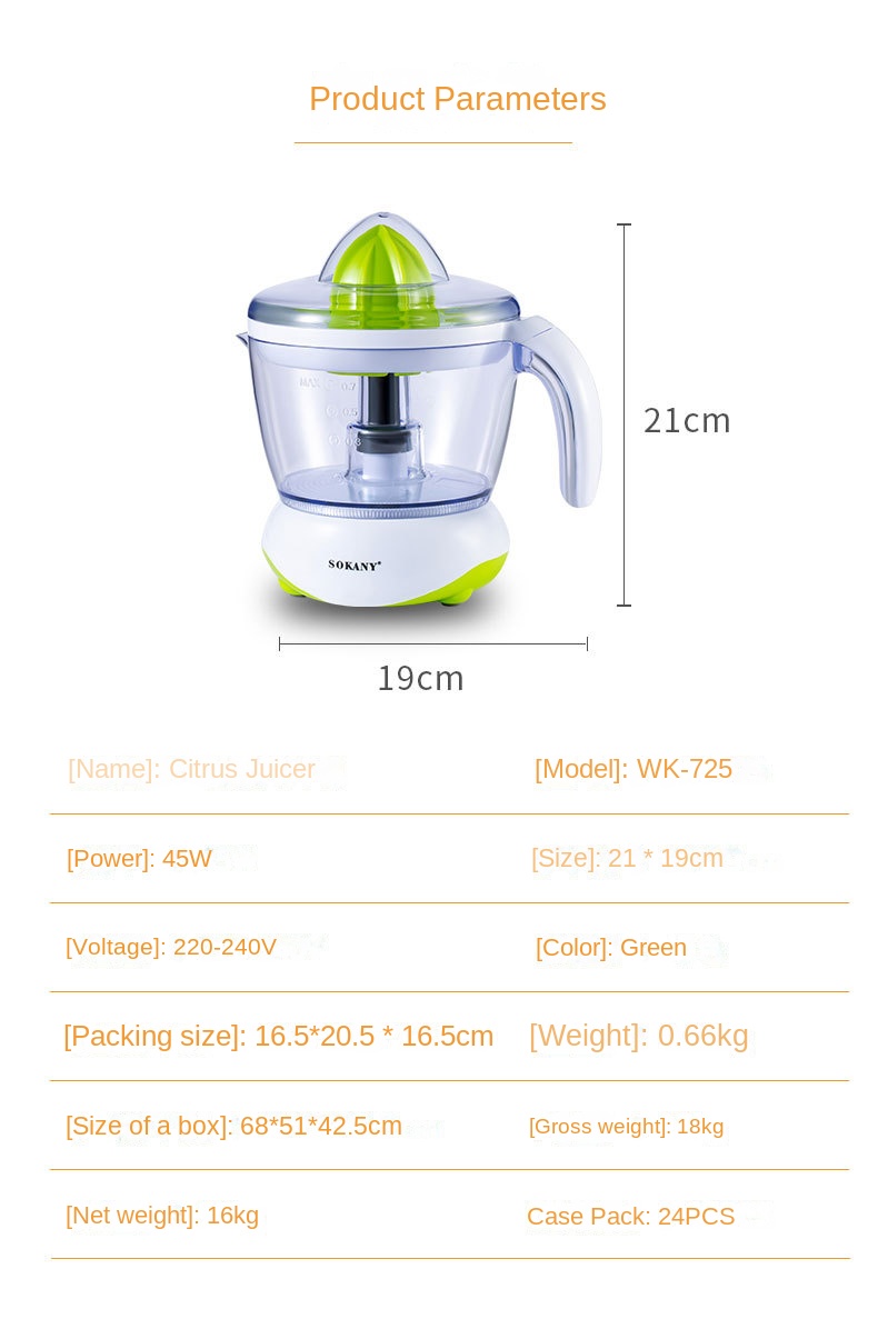 Exprimidor de Naranjas Sokany WK-725