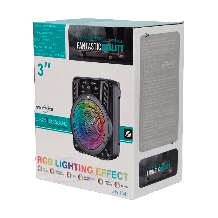 Bocina Bluetooth 3″ Luz LED GTS-1545