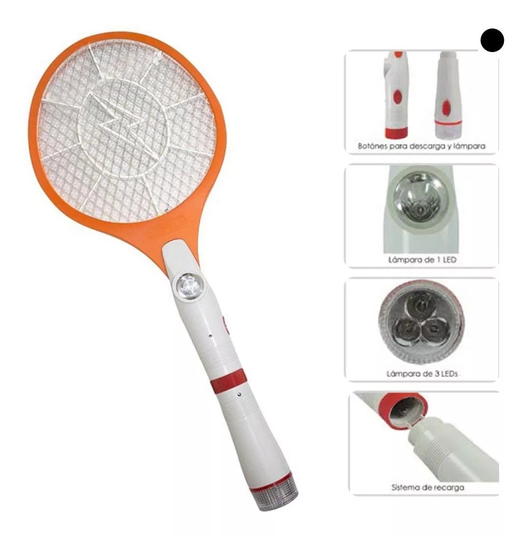 Raqueta Mata Moscas Zancudos Recargable - Imagen 2