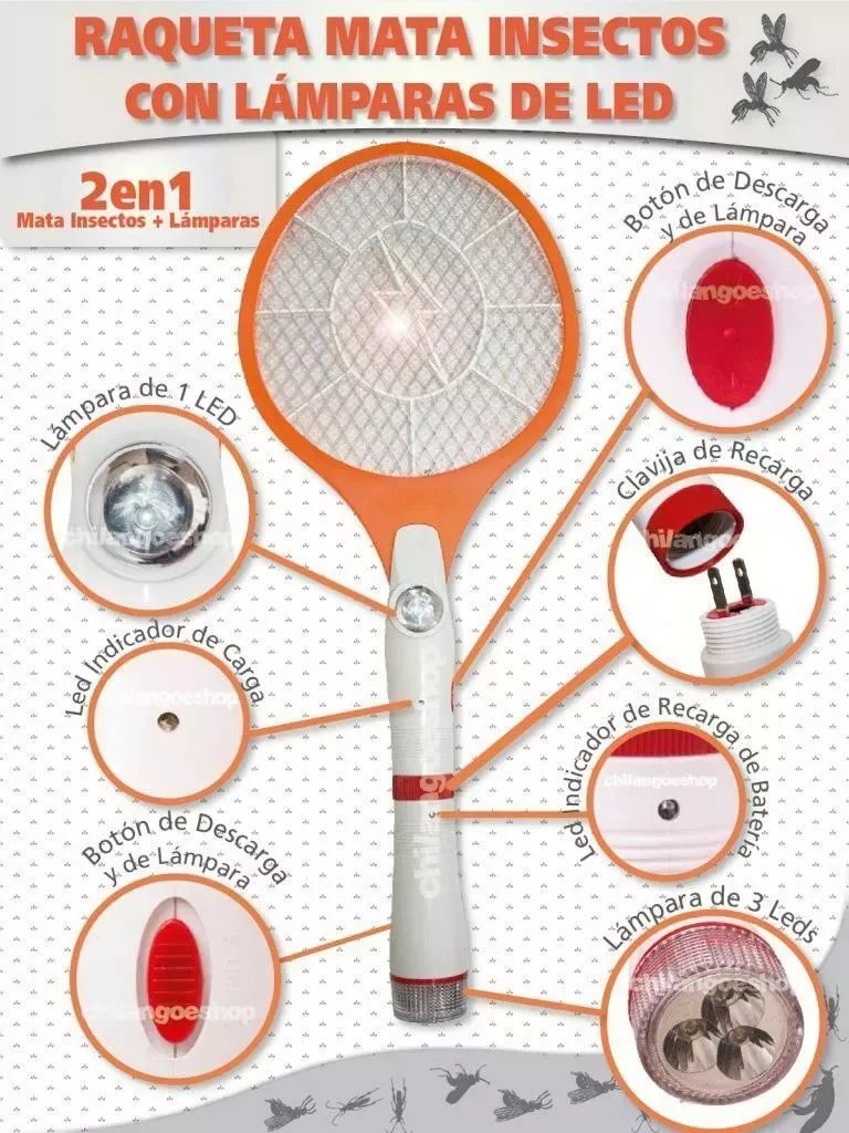 Raqueta Mata Moscas Zancudos Recargable