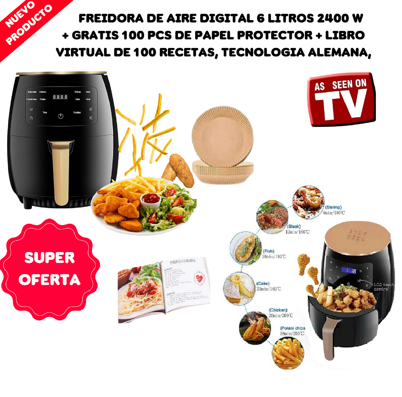 FREIDORA_6LTS_SILVER_CREST_+_RECETARIO_+