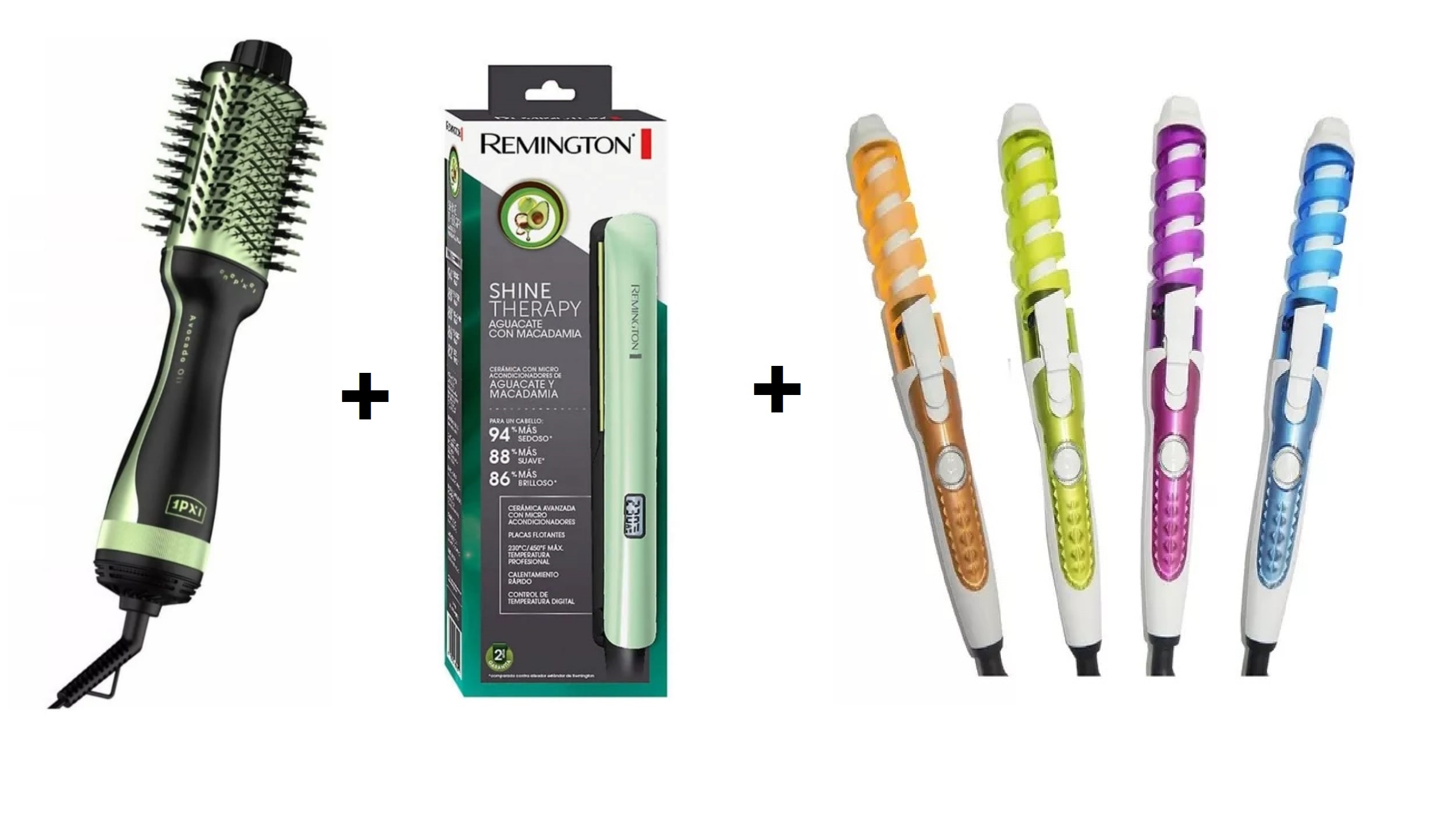 Combo Plancha + Cepillo Aguacate+ Rizado