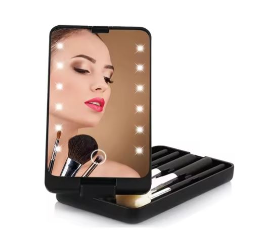 Espejo con luz LED juego de brochas