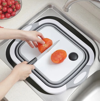 CESTA PLEGABLE CON TABLA PARA PICAR