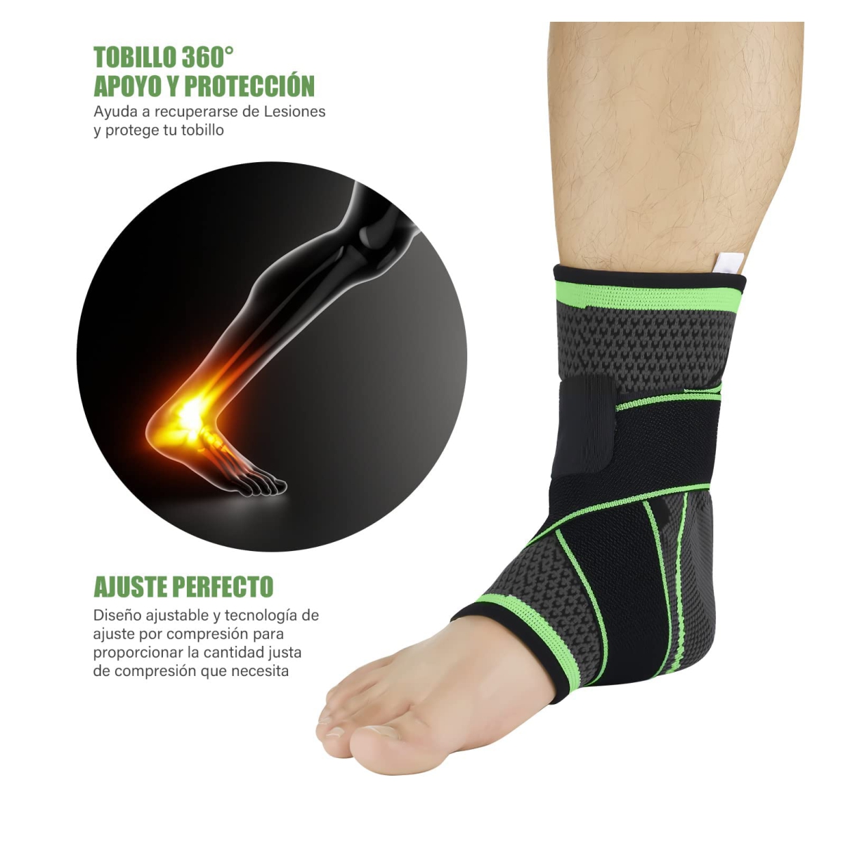Tobillera compresión ajustable ejercicio