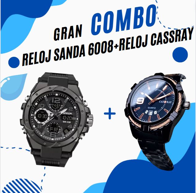 Combo Reloj SANDA 6008 + Reloj CassRay