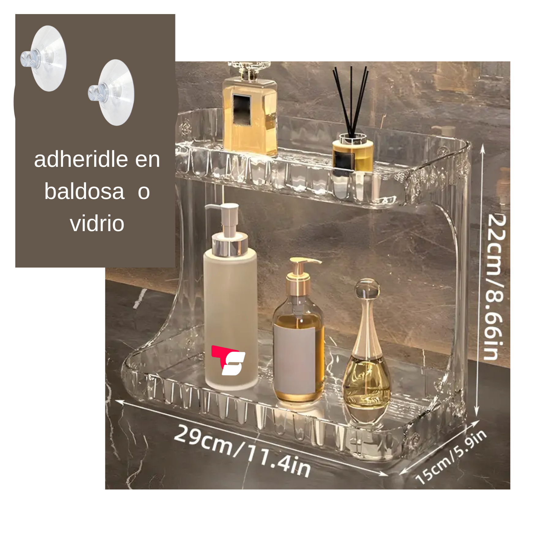 ACRILICO ORGANIZADOR 2 NIVELES ADHERIBLE - Imagen 4