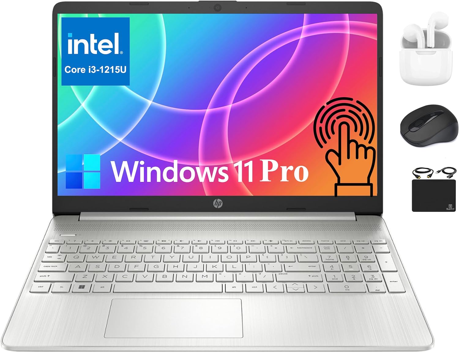 HP Pavilion 2024 Laptop con pantalla táctil HD de 15.6 pulgadas para negocios, Intel i3-1215U de 6 núcleos hasta 4.4 GHz, 12 GB de RAM, 256 GB SSD