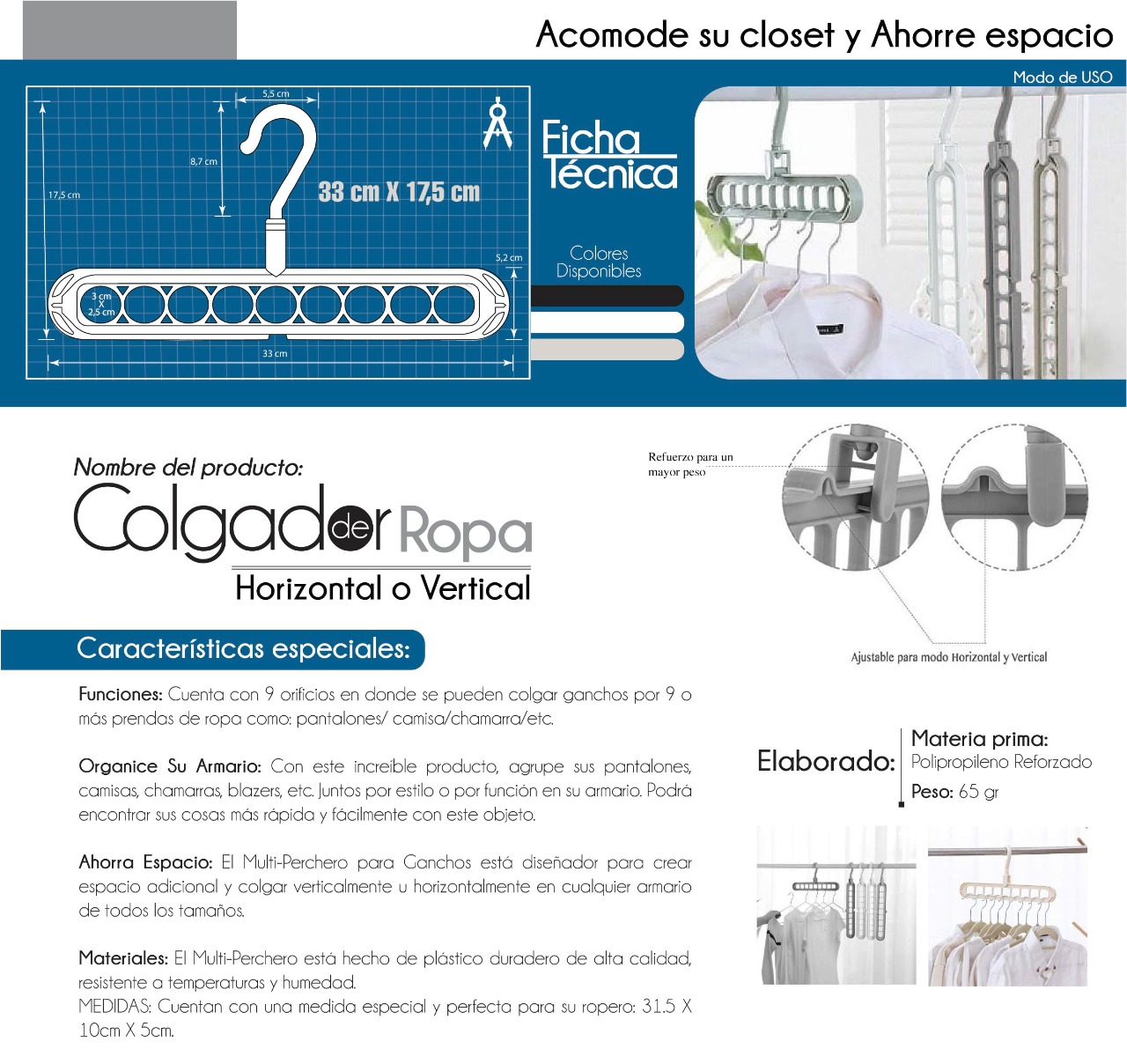 gancho ahorrador de espacio x8 und