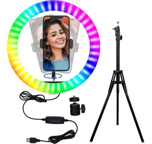 Aro Luz Rgb Led 26 Cm + Tripode 1 soport
