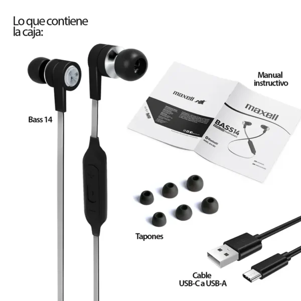 Audífono MAXELL Inalambricos Bluetooth In Ear Bass 14 Negro - Imagen 3