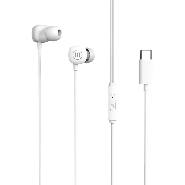 Audifono MAXELL alámbrico In Ear USB-C Balnco