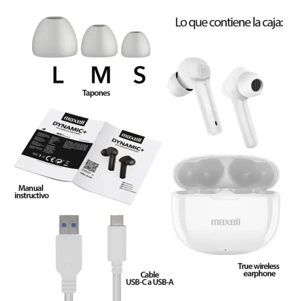Audifono MAXELL Inalambricos Bluetooth In Ear TWS Dynamic Blanco - Imagen 3