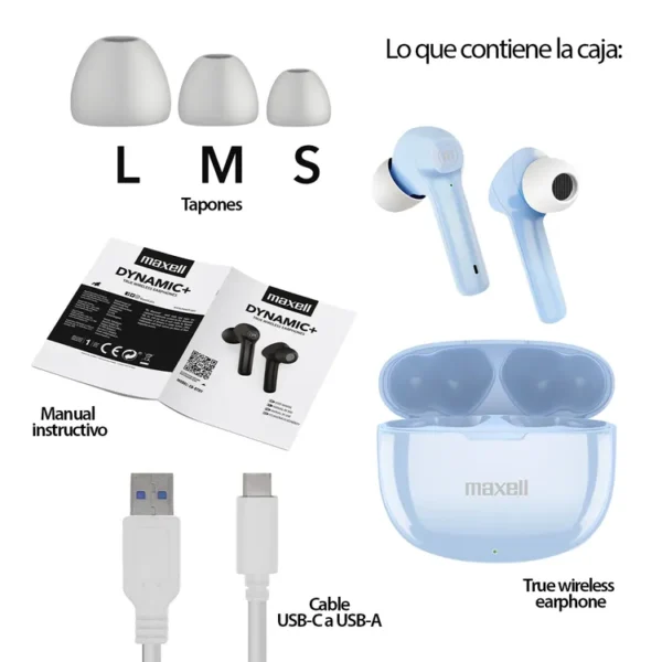 Audifono MAXELL Inalambricos Bluetooth In Ear TWS Dynamic Azul - Imagen 3