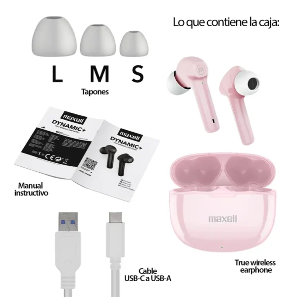 Audifono MAXELL Inalambricos Bluetooth In Ear TWS Dynamic Rosado - Imagen 3