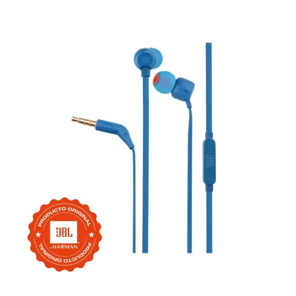 Audífonos JBL Alámbricos In Ear Manos Libres T110 Azul - Imagen 2