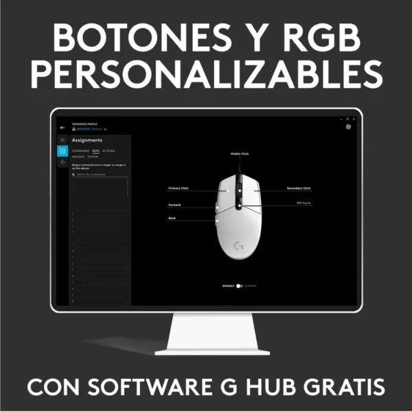 Mouse LOGITECH Alámbrico Gaming G203 Blanco - Imagen 9