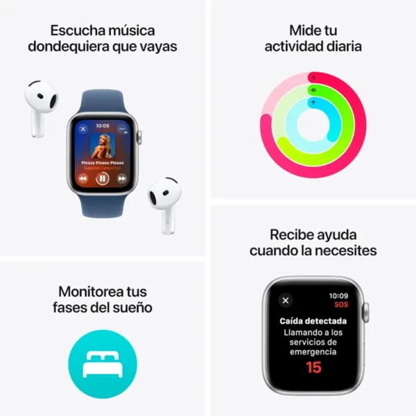 Apple Watch SE GPS de 40 mm Caja de Aluminio en Plata, Correa Deportiva Azul Denim Talla S|M - Imagen 3