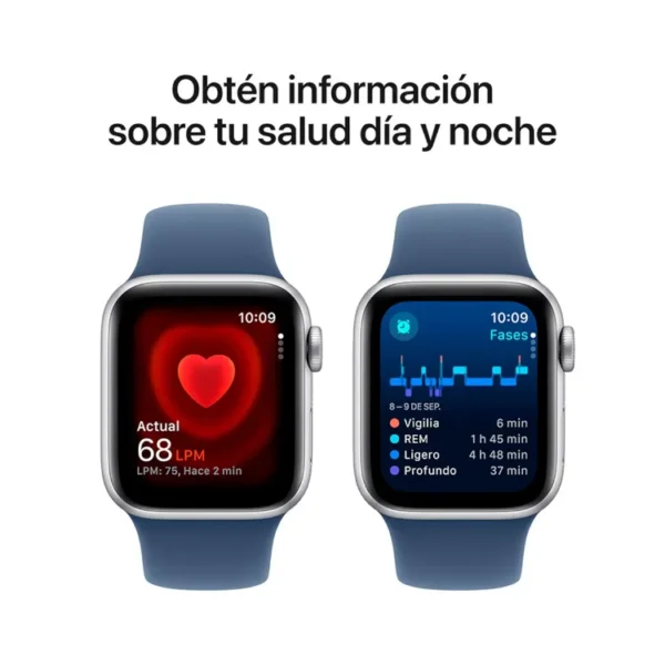 Apple Watch SE GPS de 40 mm Caja de Aluminio en Plata, Correa Deportiva Azul Denim Talla S|M - Imagen 5