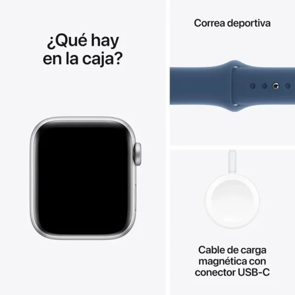 Apple Watch SE GPS de 40 mm Caja de Aluminio en Plata, Correa Deportiva Azul Denim Talla S|M - Imagen 7