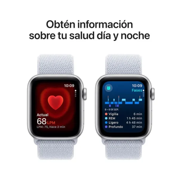 Apple Watch SE GPS de 40 mm Caja de Aluminio en Plata, Correa Loop Deportiva Azul Nube Talla S|M|L - Imagen 5