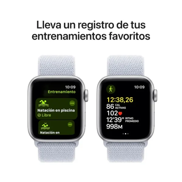 Apple Watch SE GPS de 40 mm Caja de Aluminio en Plata, Correa Loop Deportiva Azul Nube Talla S|M|L - Imagen 6