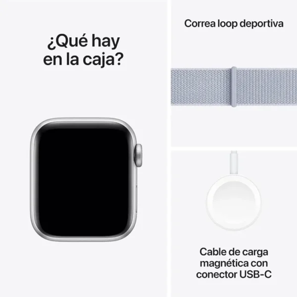 Apple Watch SE GPS de 40 mm Caja de Aluminio en Plata, Correa Loop Deportiva Azul Nube Talla S|M|L - Imagen 7