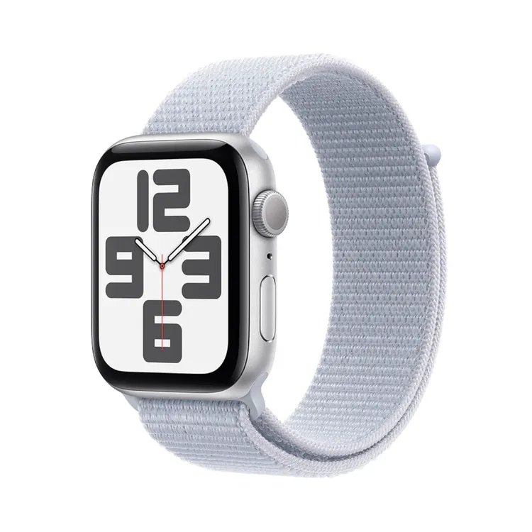 Apple Watch SE GPS de 44 mm Caja de Aluminio en Plata, Correa Loop Deportiva Azul Nube Talla S|M|L