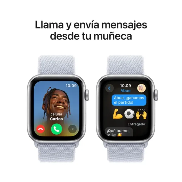 Apple Watch SE GPS de 44 mm Caja de Aluminio en Plata, Correa Loop Deportiva Azul Nube Talla S|M|L - Imagen 4
