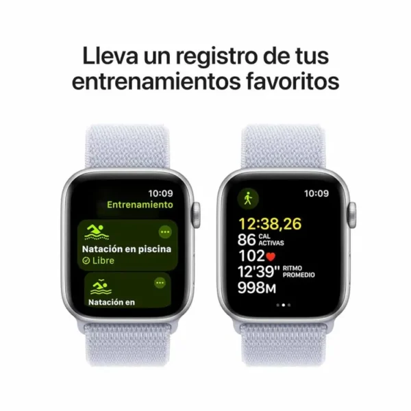 Apple Watch SE GPS de 44 mm Caja de Aluminio en Plata, Correa Loop Deportiva Azul Nube Talla S|M|L - Imagen 6