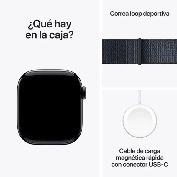 Apple Watch Series 10 GPS de 42 mm Caja de Aluminio en Negro Azabache, Correa Loop Deportiva Tinta Talla S|M|L - Imagen 9