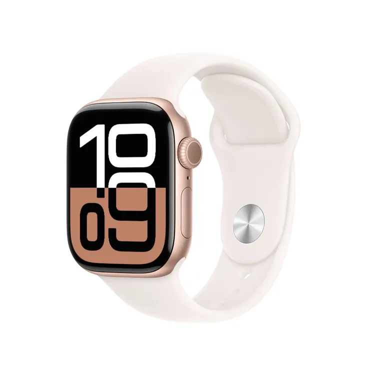 Apple Watch Series 10 GPS de 42 mm Caja de Aluminio en Oro Rosa, Correa Deportiva Rosa Rubor Talla S|M
