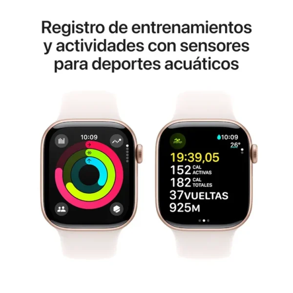 Apple Watch Series 10 GPS de 42 mm Caja de Aluminio en Oro Rosa, Correa Deportiva Rosa Rubor Talla S|M - Imagen 4