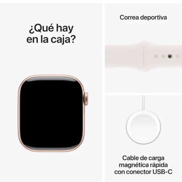Apple Watch Series 10 GPS de 42 mm Caja de Aluminio en Oro Rosa, Correa Deportiva Rosa Rubor Talla S|M - Imagen 9