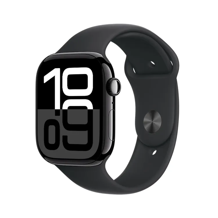 Apple Watch Series 10 GPS de 46 mm Caja de Aluminio en Negro Azabache, Correa Deportiva Negra Talla S|M