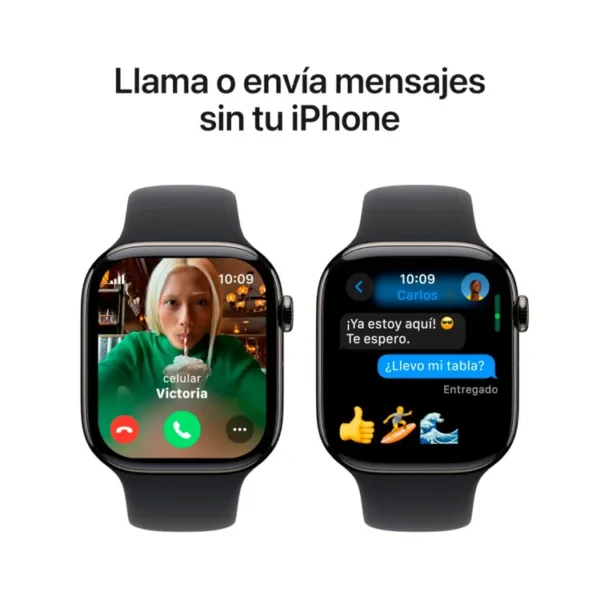 Apple Watch Series 10 GPS + Cellular de 46 mm  Caja de Titanio Pizarra, Correa Deportiva Negra Talla S|M - Imagen 7