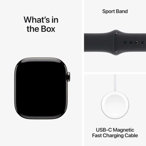 Apple Watch Series 10 GPS + Cellular de 46 mm  Caja de Titanio Pizarra, Correa Deportiva Negra Talla S|M - Imagen 9