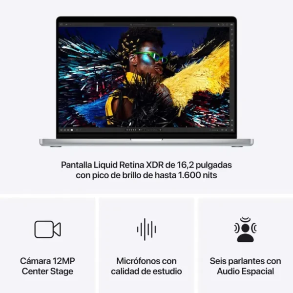 Macbook Pro 16" Pulgadas Chip M4 Pro CPU 14 núcleos GPU 20 núcleos - RAM 24GB - SSD 512GB - Plata - Imagen 6