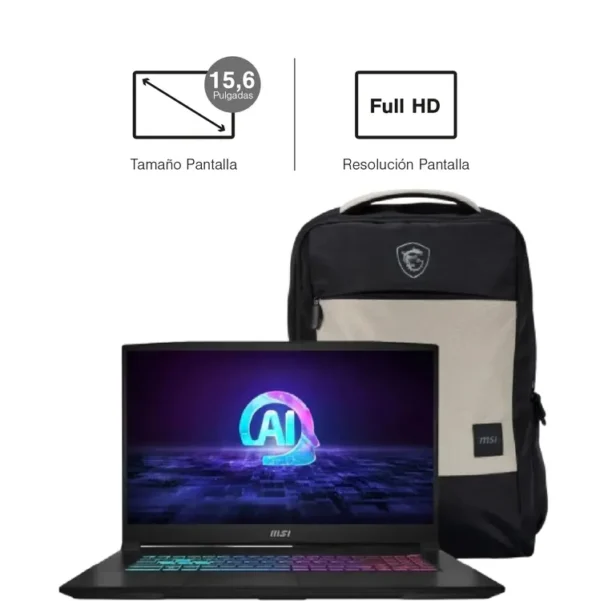 Computador Portátil Gamer MSI Katana 15.6" Pulgadas AI B8VF - AMD Ryzen 7 - RAM 16GB - Disco SSD 512GB - Negro - Imagen 3