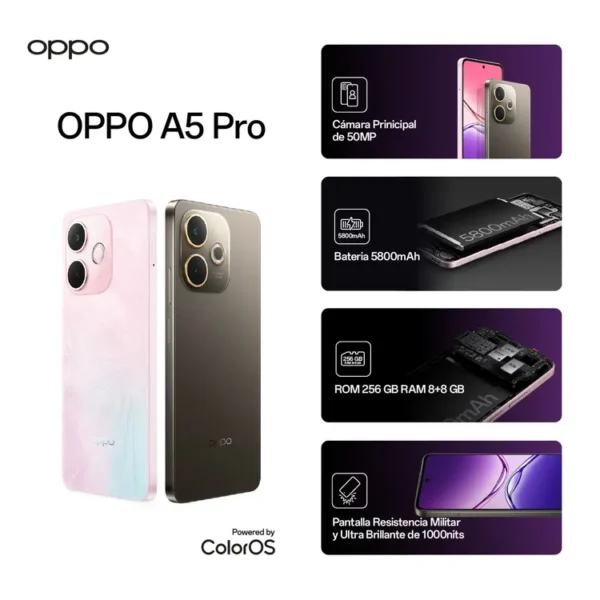 Celular OPPO A5 Pro 256GB 5G rosa - Imagen 6
