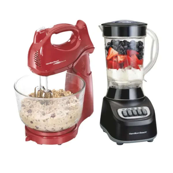 Combo Batidora HAMILTON BEACH 2 en 1 de 6 velocidades 64699 roja + licuadora para batidos 50180FG negra