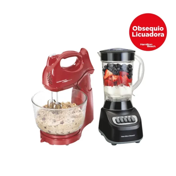 Combo Batidora HAMILTON BEACH 2 en 1 de 6 velocidades 64699 roja + licuadora para batidos 50180FG negra - Imagen 2