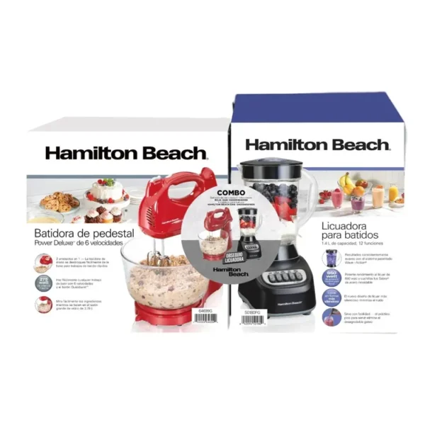 Combo Batidora HAMILTON BEACH 2 en 1 de 6 velocidades 64699 roja + licuadora para batidos 50180FG negra - Imagen 5