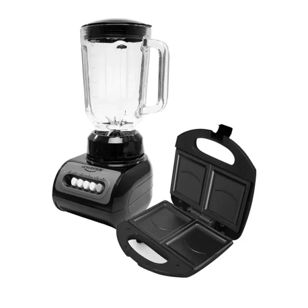 Combo UNIVERSAL Licuadora 1.5Lts con Vaso de Vidrio + Sanduchera 2 puestos Negro - Imagen 2