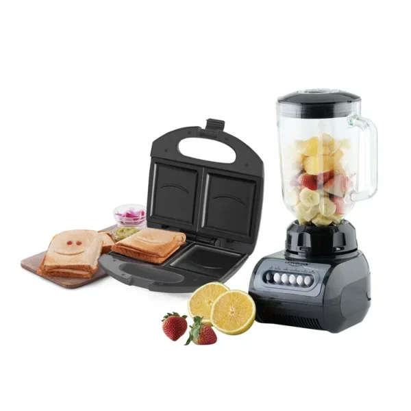 Combo UNIVERSAL Licuadora 1.5Lts con Vaso de Vidrio + Sanduchera 2 puestos Negro - Imagen 3