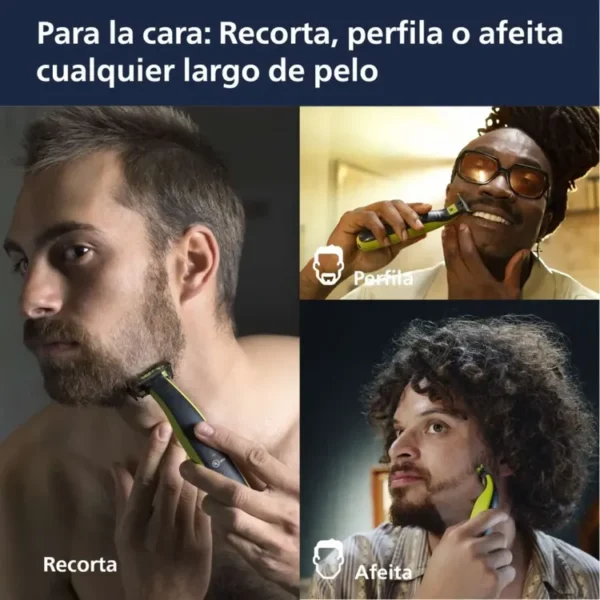 Afeitadora PHILIPS OneBlade Face & Body 3 peines guía, 2 peines para cuerpo, QP2824/10 Verde - Imagen 5