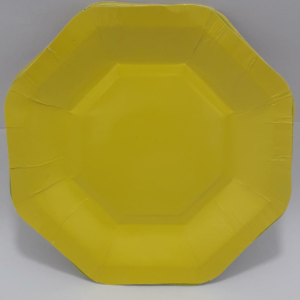 PLATO HEXAGONAL AMARILLO 18CM  X10 UNU