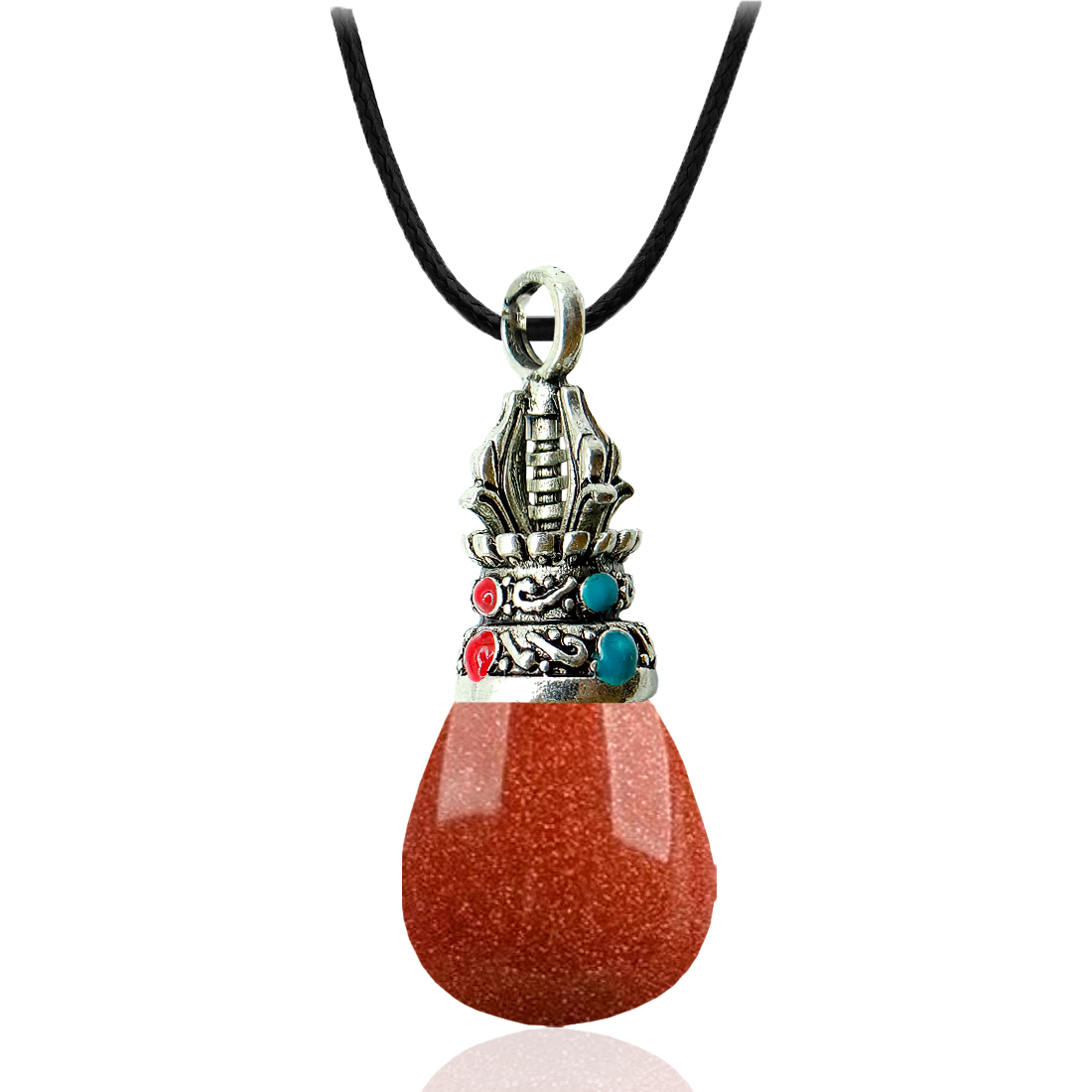 Collar Pendulo Cuarzo Piedra Lluvia Oro