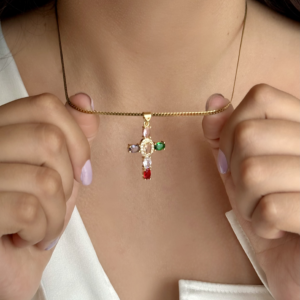 Collar de cruz + aretes + pulsera